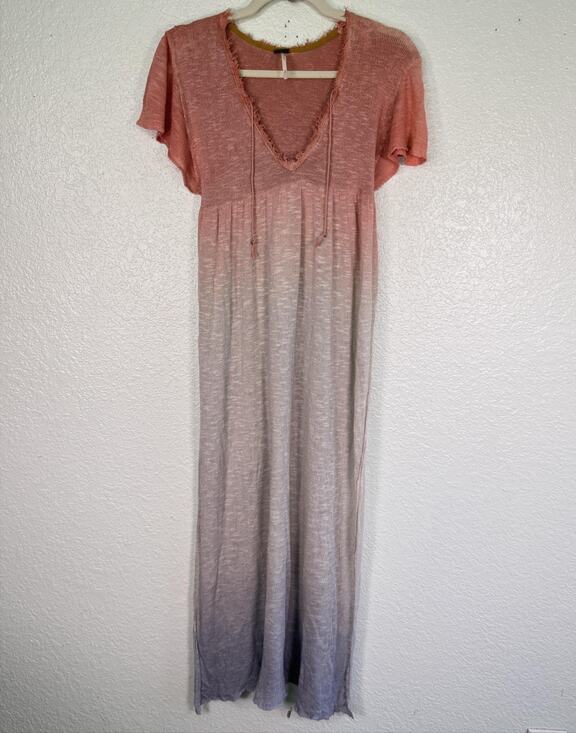 Free People Dresses & Skirts - Free People Double Dip Tunic Dress Womens Small Ombre Maxi Cover Up Beachy Boho